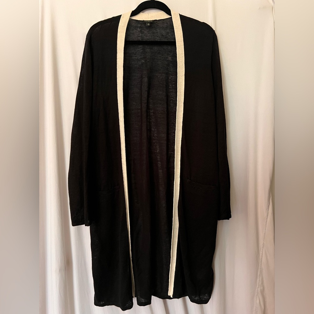 Talbots Black Cardigan with Cream Trim